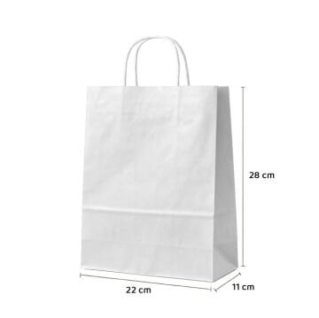 Büküm Saplı Kağıt Çanta - 22x11x28 - Beyaz