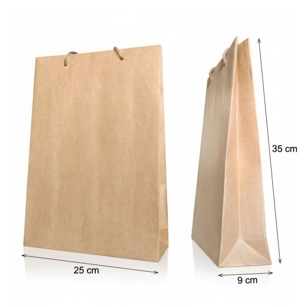 İp Saplı Karton Çanta - 25x9x35 Beyaz - 50 Adet - Baskısız