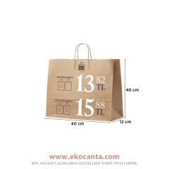 Burgu Saplı Kağıt Çanta - 40x12x40 - Naturel