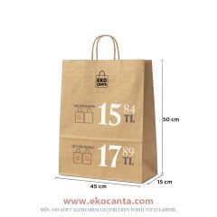 Burgu Saplı Kağıt Çanta - 45x15x50 Naturel