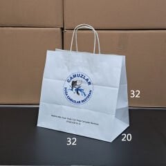Burgu Saplı Kağıt Çanta - 32x20x32