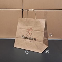 Burgu Saplı Kağıt Çanta - 32x20x32