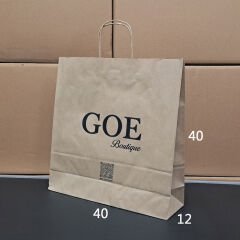 Burgu Saplı Kağıt Çanta - 40x12x40 Kraft - Çift Yön Baskılı - 300 Adet