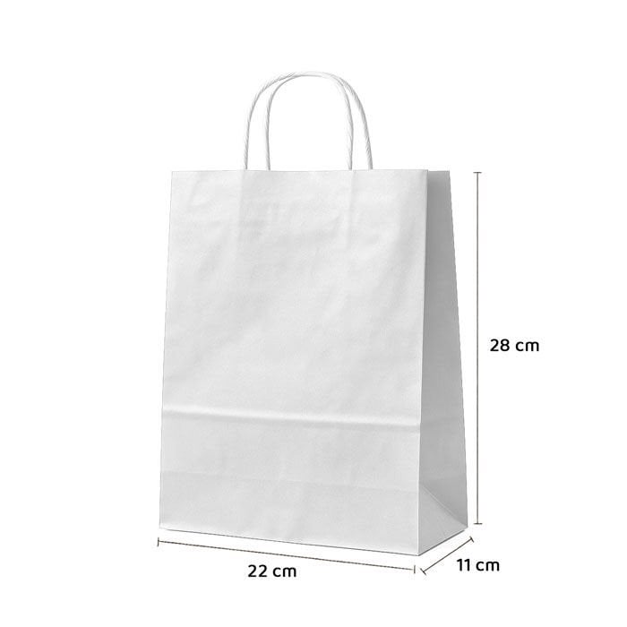 Burgu Saplı Kağıt Çanta - 22x11x28 - Beyaz
