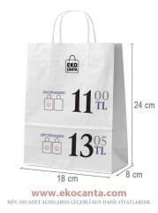 Kağıt Çanta 18x8x24 - Kraft - 100 Adet - Baskısız - Burgu Sap