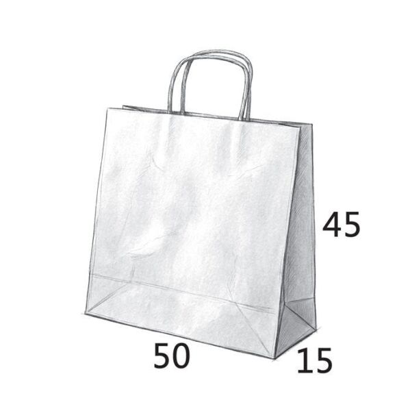 Burgu Saplı Kağıt Çanta - 50x15x45 Beyaz - Baskısız - 200 Adet
