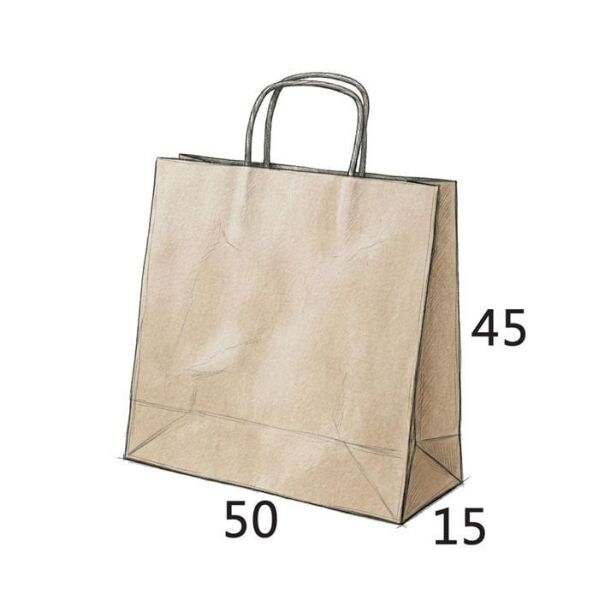 Burgu Saplı Kağıt Çanta - 50x15x45 Beyaz - Tek Yön Baskılı - 500 Adet