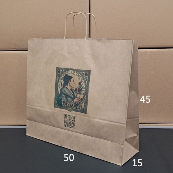 Burgu Saplı Kağıt Çanta - 50x15x45 Kraft - Baskısız - 200 Adet