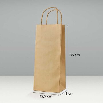 Büküm Saplı Kağıt Çanta - 12,5x8x36 - Naturel