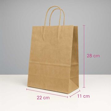 Büküm Saplı Kağıt Çanta - 22x11x28 - Naturel