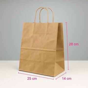 Büküm Saplı Kağıt Çanta - 25x14x28 - Naturel