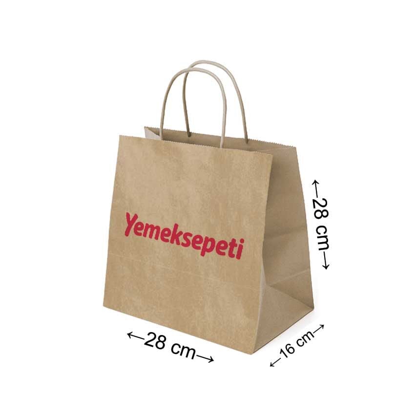 Büküm Saplı Kağıt Çanta - 28x16x28 - Naturel