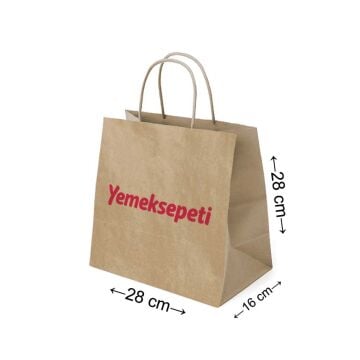 Büküm Saplı Kağıt Çanta - 28x16x28 - Naturel