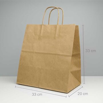 Büküm Saplı Kağıt Çanta - 33x20x33 - Naturel