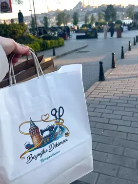 Burgu Saplı Beyaz Kraft Çanta Beyoğlu Dikimevi