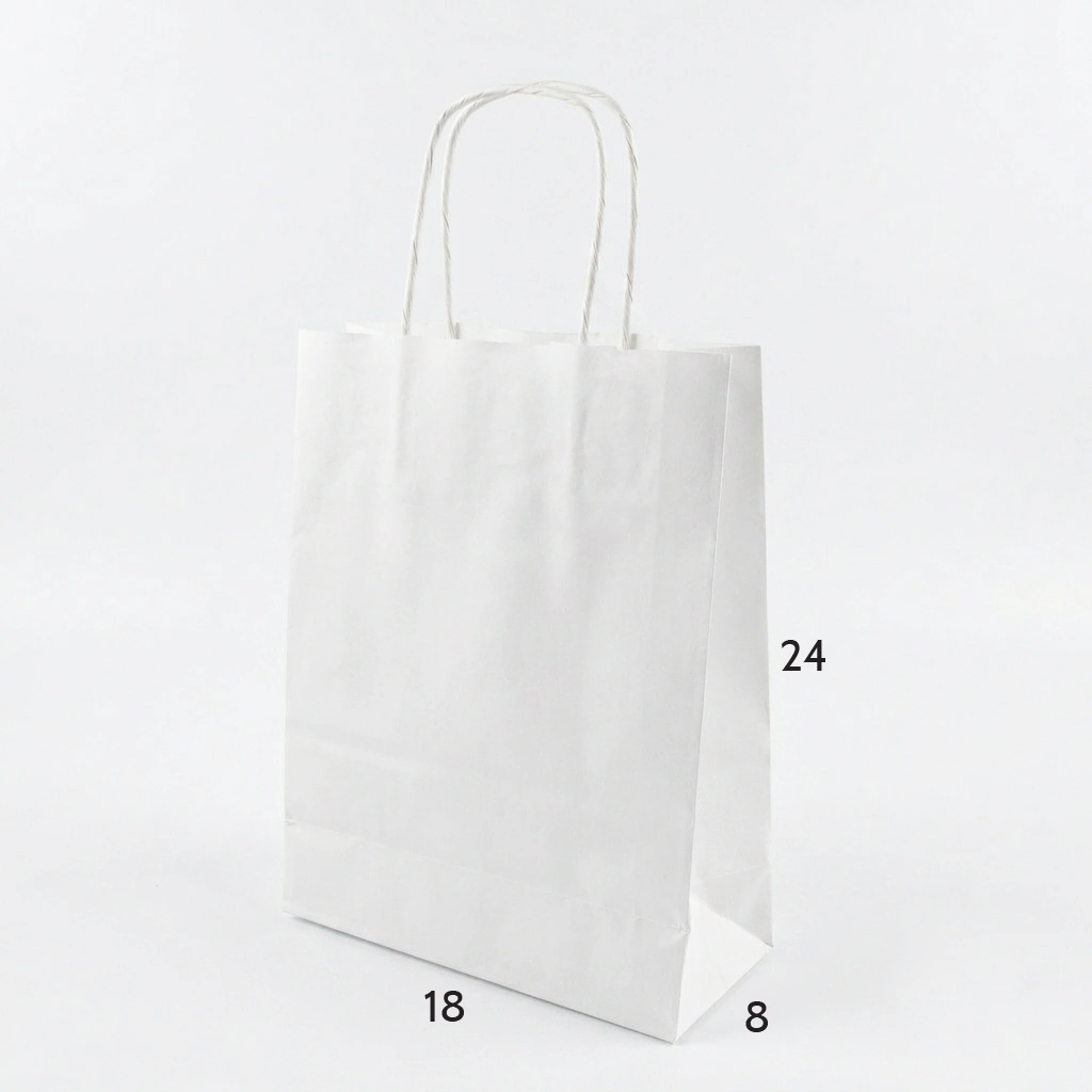 burgu saplı beyaz kraft çanta eko çanta 18x8x24
