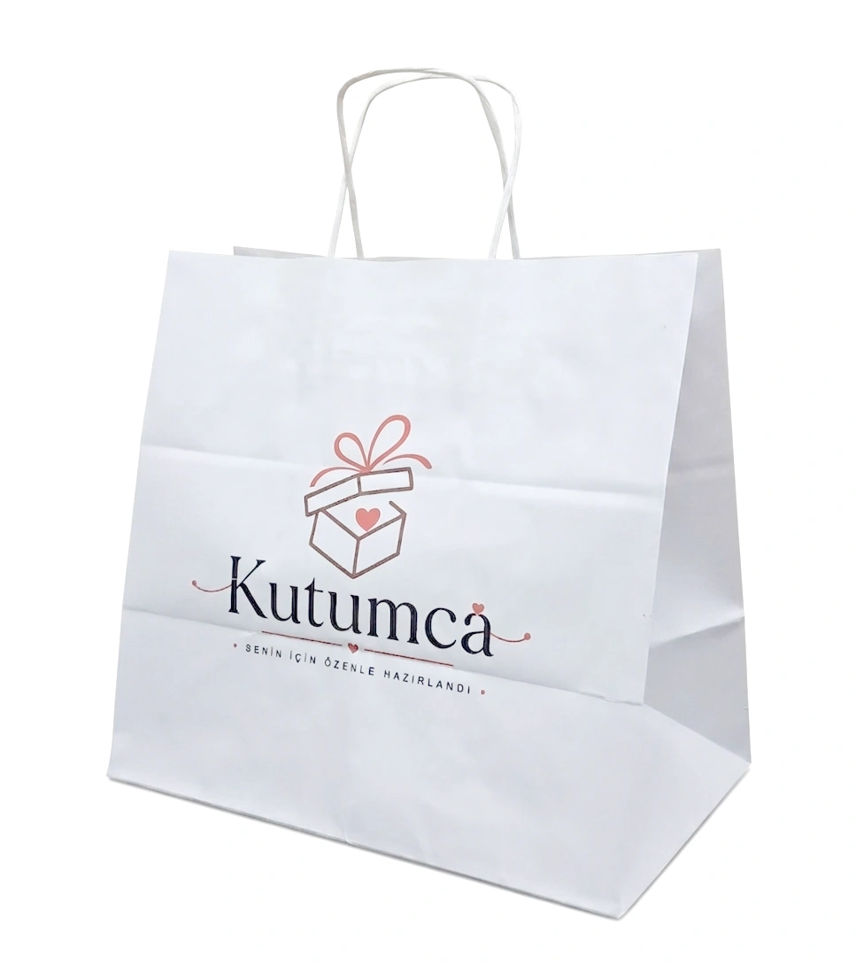 Burgu saplı kraft çanta Eko Çanta 32x20x32 Kutumca