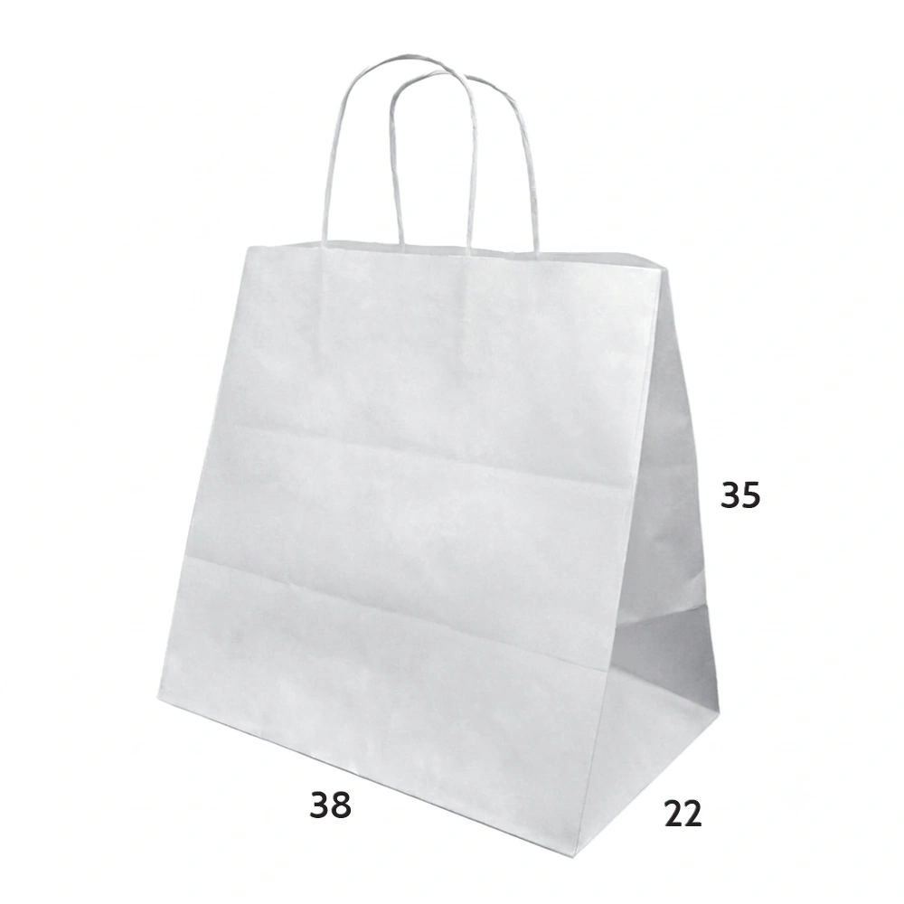 burgu saplı beyaz kraft çanta Eko Çanta 38x22x35