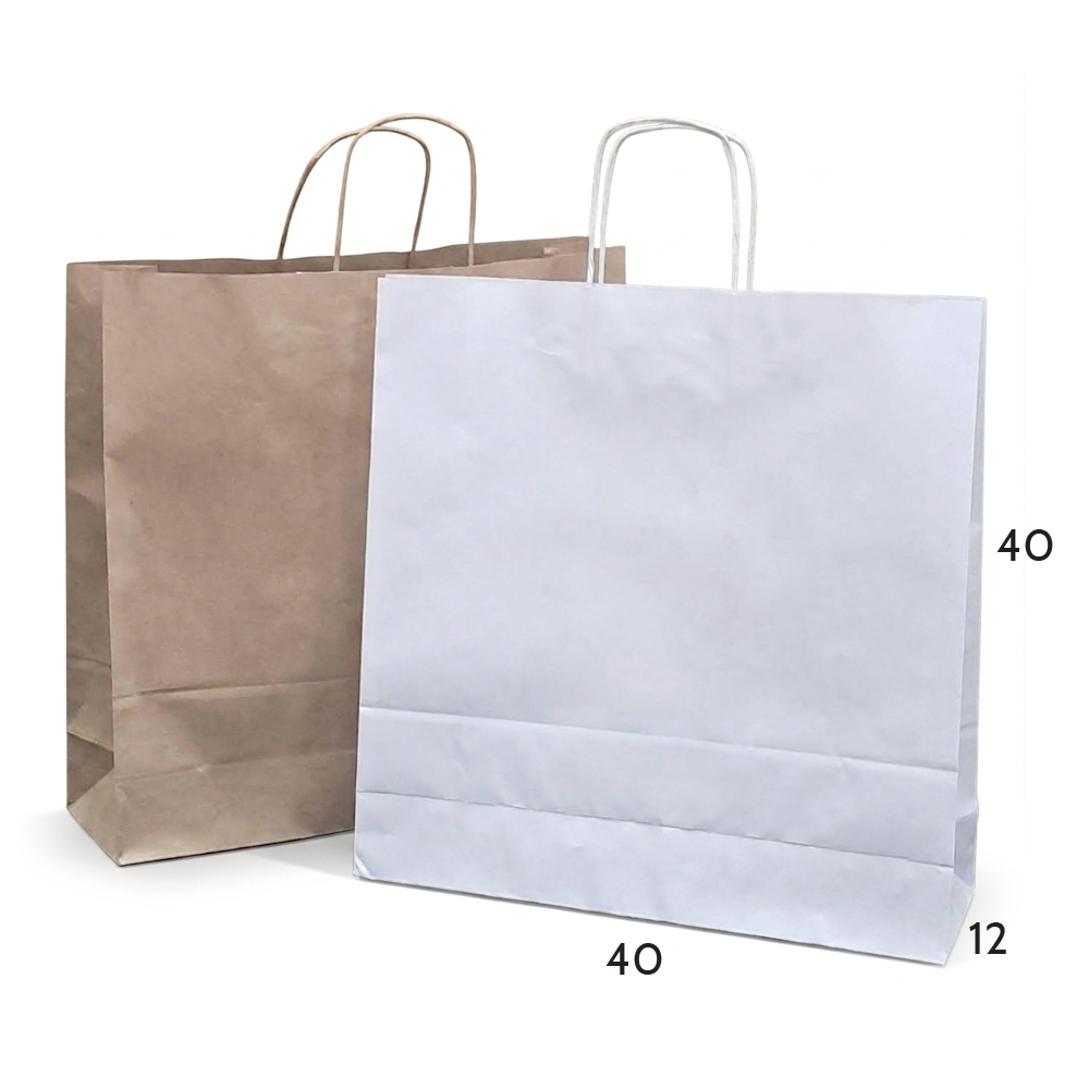 burgu saplı beyaz kraft çanta eko çanta 40x12x40
