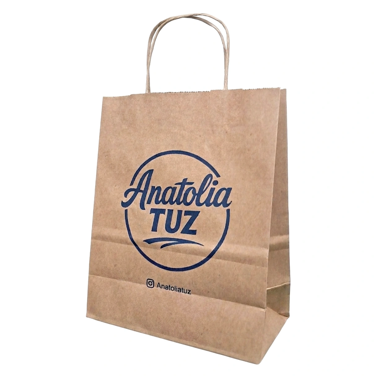 Burgu saplı esmer kraft çanta Eko Çanta 22x10x25 Anatolia Tuz