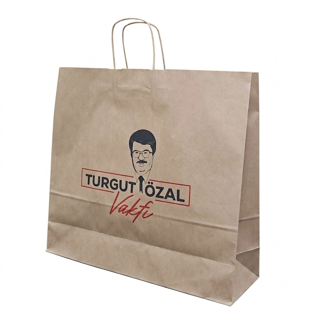 burgu saplı esmer kraft çanta Eko Çanta 50x15x45 Turgut Özal Vakfı