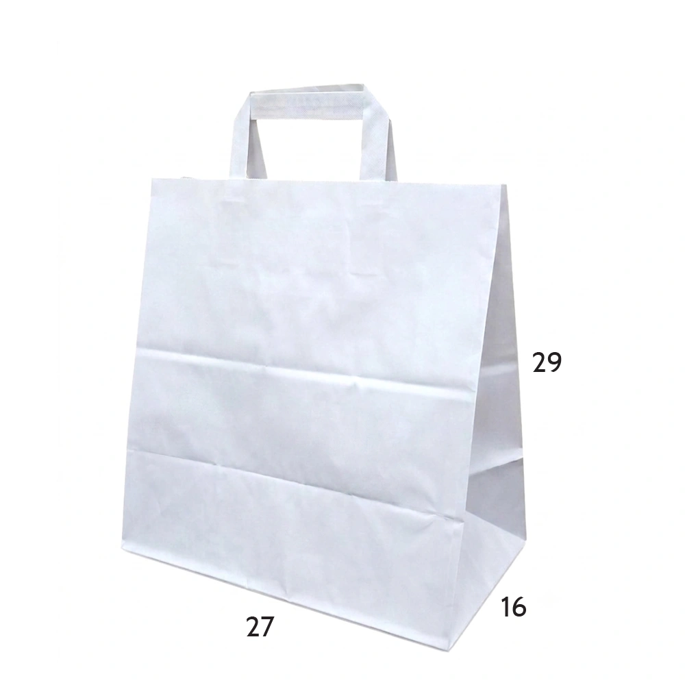 Düz (flat) saplı beyaz kraft çanta Eko Çanta 27x16x29