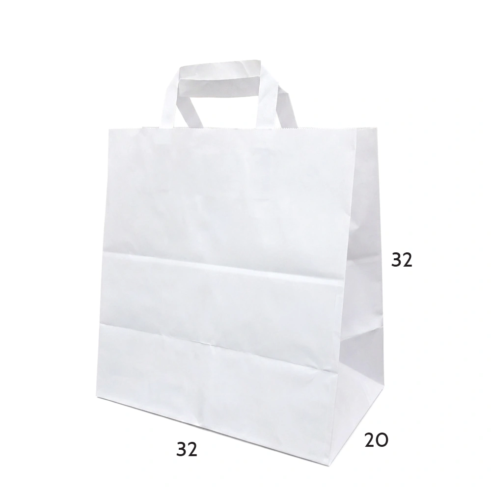 Düz (flat) saplı beyaz kraft çanta Eko Çanta 32x20x32